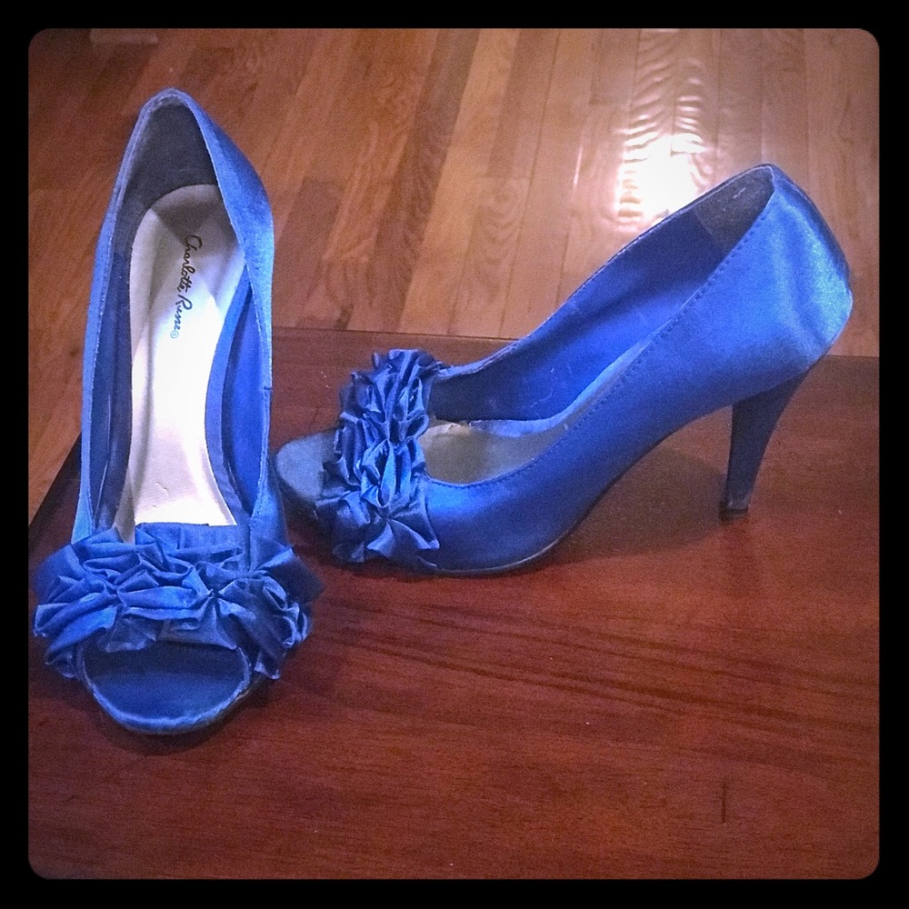 Electric Blue Satin heels